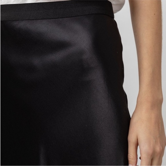 Rails Berlin Luxe Satin Midi Skirt Black Bias Cut High Rise | Size Small - Picture 5 of 12